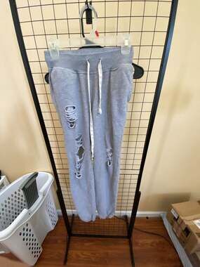 JLuxLabel Distressed Heather Grey Joggers with Drawstring Waist